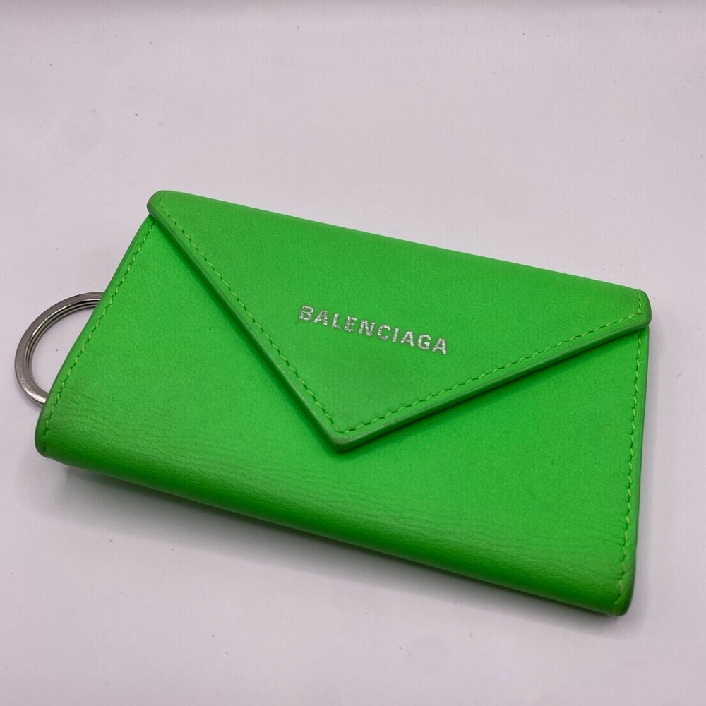 Balenciaga Bright Green Envelope Key Pouch